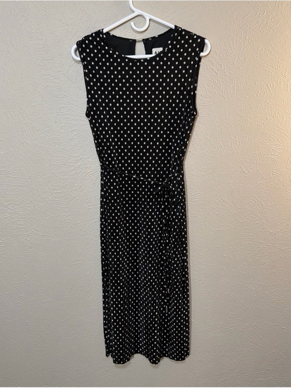Anne Klein Black Midi Dress with White Polka Dots